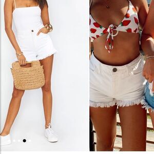 NWOT Show Me Your Mumu High Waisted White Shorts Size 32